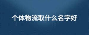 個(gè)體物流取什么名字好