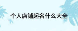 個人店鋪起名什么大全