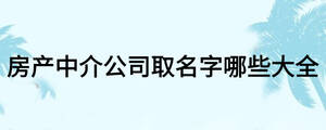房產(chǎn)中介公司取名字哪些大全