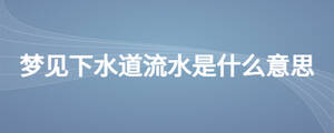 夢(mèng)見下水道流水是什么意思