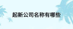 起新公司名稱有哪些
