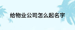 給物業公司怎么起名字