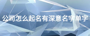 公司怎么起名有深意名字單字