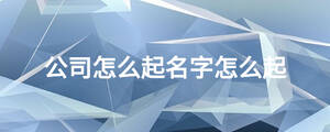 公司怎么起名字怎么起