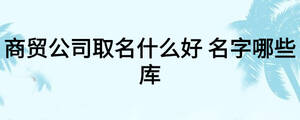 商貿公司取名什么好 名字哪些庫